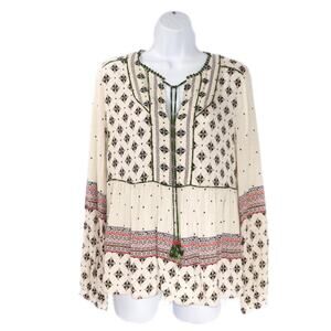 Market & Spruce Boho Peasant Tassel Top Small